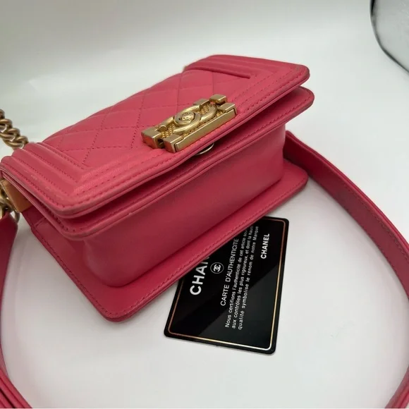 Chanel boy mini shoulder bag ❤️pink lambskin - Picture 3 of 11